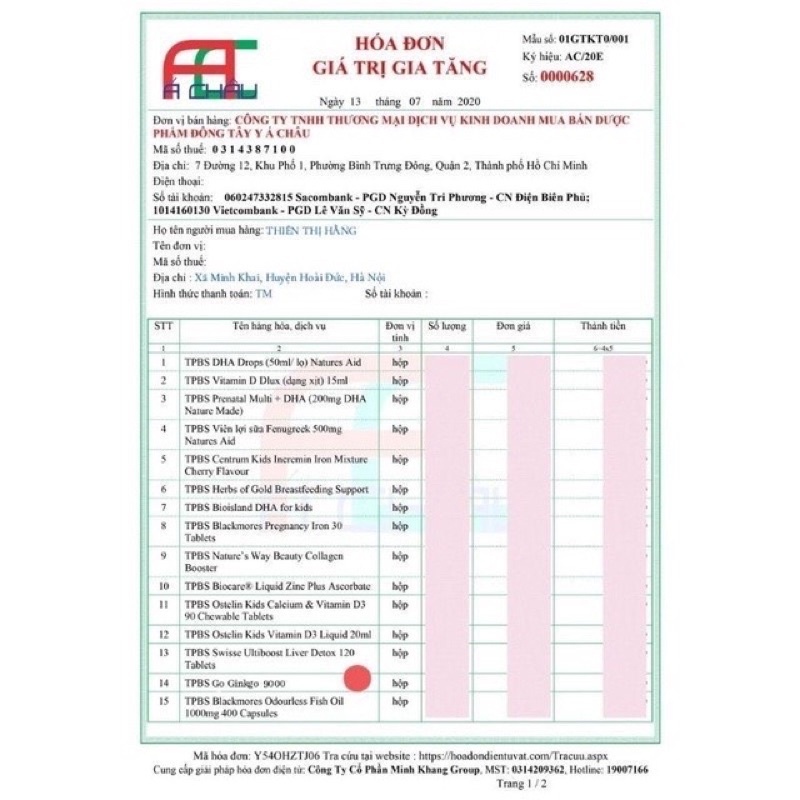 Viên Uống Bổ Não GO GINKGO BILOBA 9000 Hàng Úc đủ bill