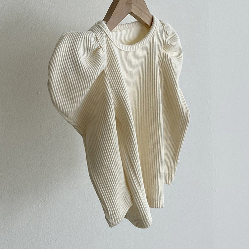 Áo thun màu trơn dài tay / quần culotte vải lưới xòe thời trang mùa thu cho bé gái