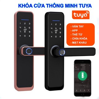Khóa Cửa Thông Minh, Khóa Cửa Vân Tay TUYA X2 MODEL Mới 2021 mở khóa vân tay, thẻ từ, chìa cơ, mật khẩu, cảm ứng. app