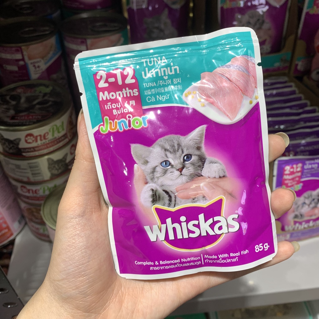 [Mã 155FMCGSALE giảm 7% - tối đa 100K đơn 500K] Whiskas pate gói cho mèo 80g pate dinh dưỡng cho mèo