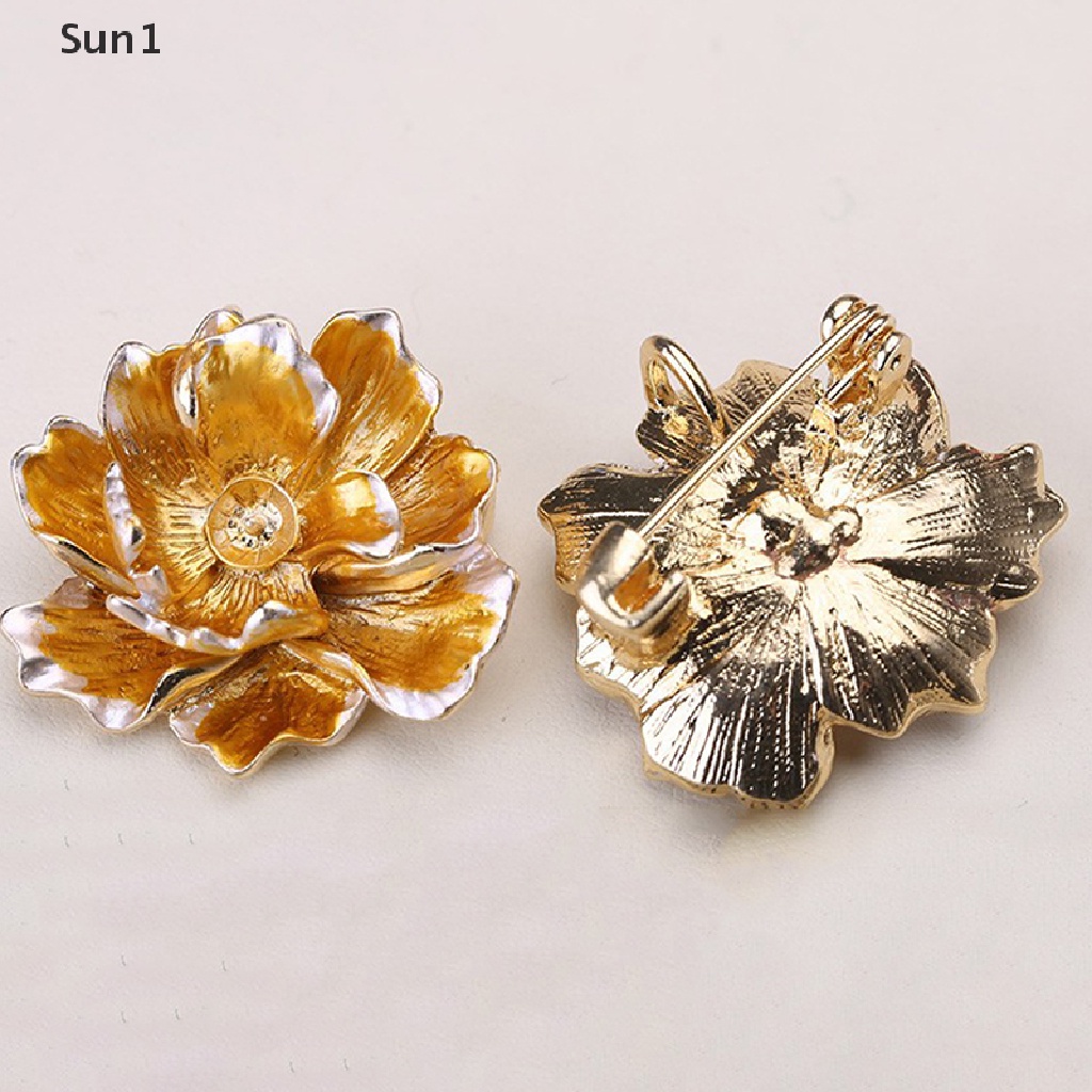 Sun1 &gt; Trâm Cài Áo Đính Đá Zircon Ngọc Trai Hình Hoa Đào Vintage