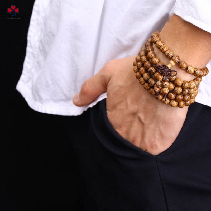 Dây đeo tay đa lớp 108 chuỗi hạt gỗ thời trang cho tín đồ đạo phật | BigBuy360 - bigbuy360.vn
