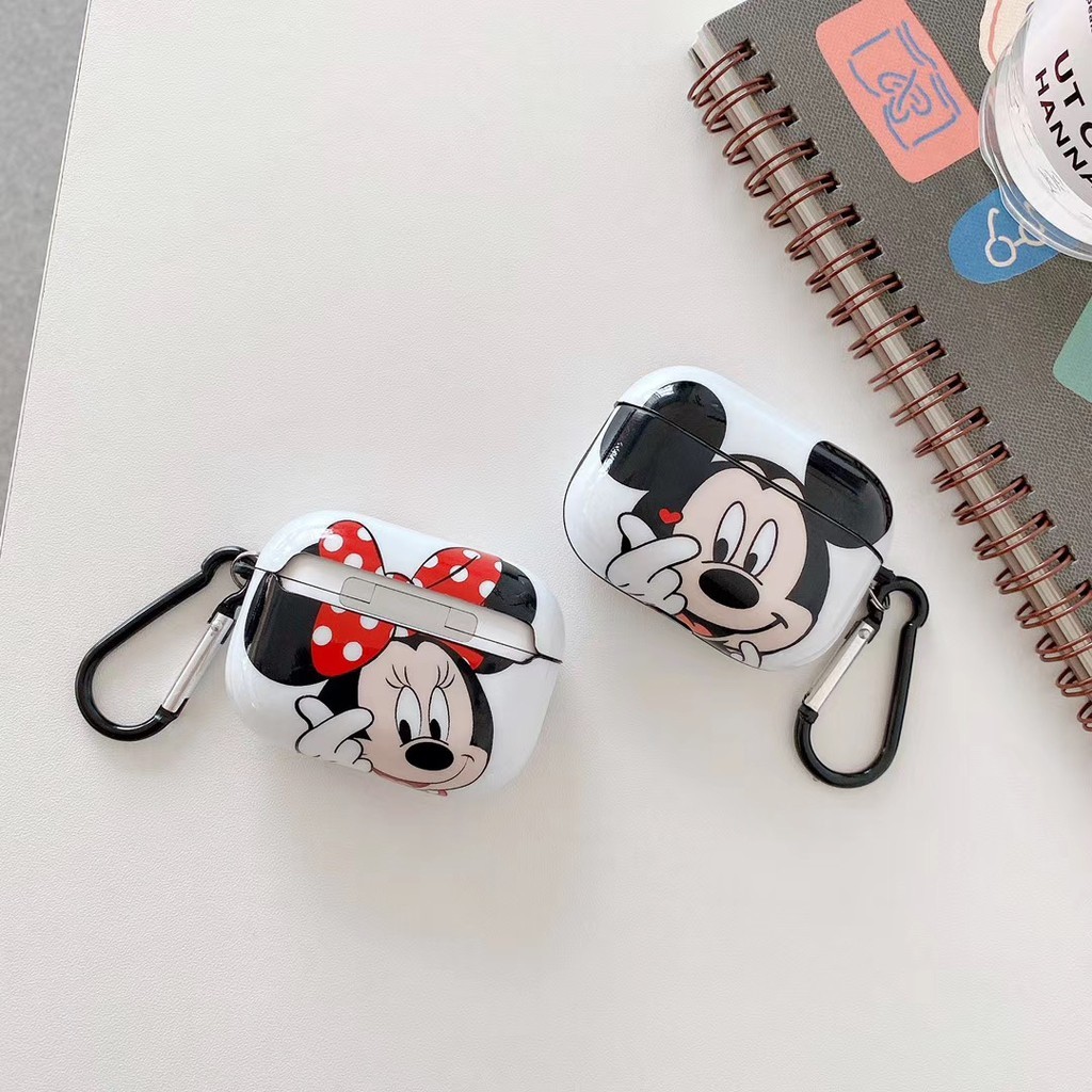 Disney Vỏ Bảo Vệ Hộp Sạc Tai Nghe Airpods 1 / 2 / Pro Hình Mickey Minnie Xinh Xắn Ốp