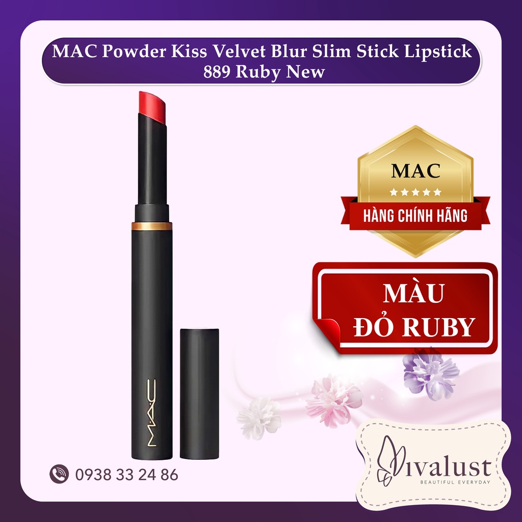 Son MAC Powder Kiss Velvet Blur Slim Stick Lipstick - 899 Brickthrough ( Hoa Hồng Khô )