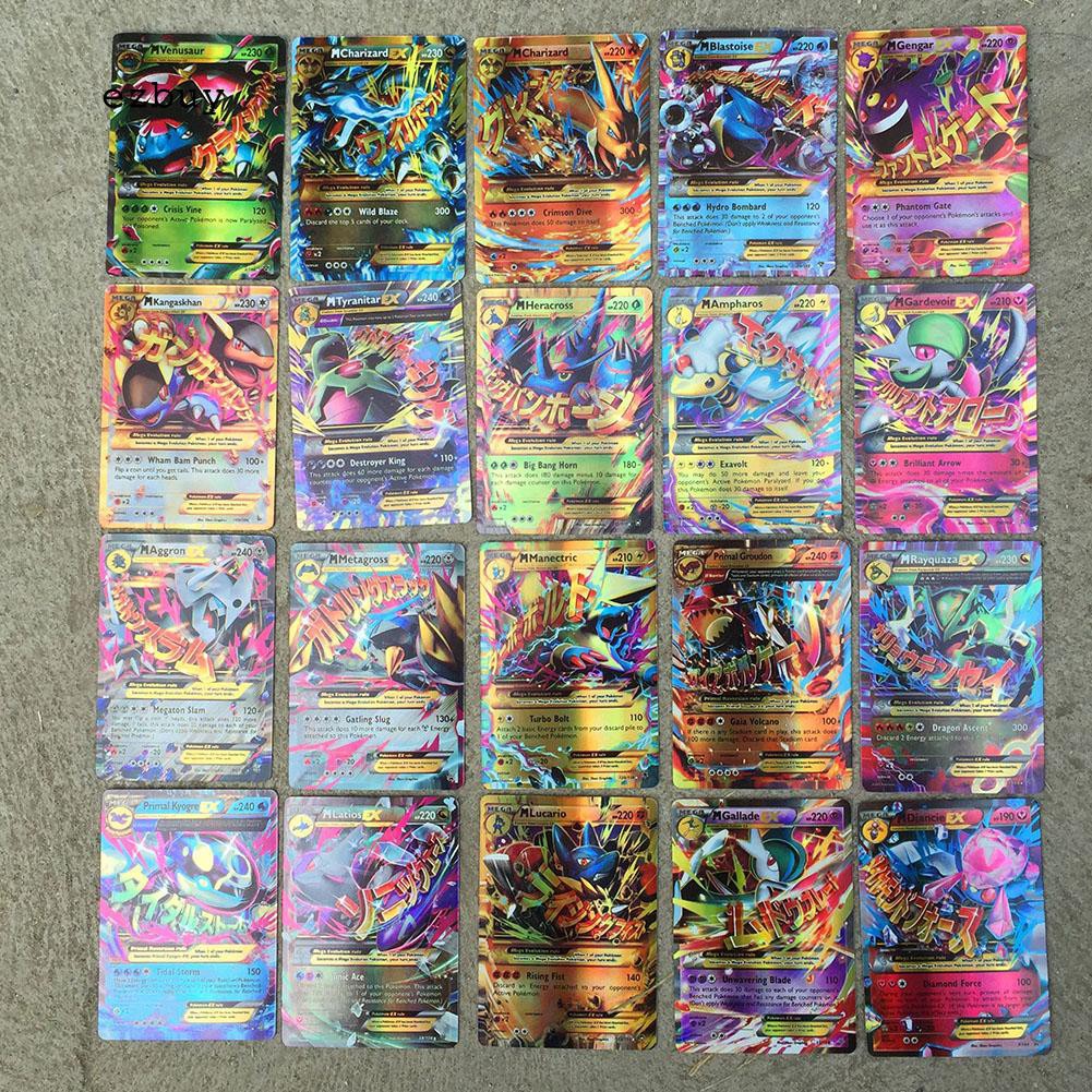 100 Thẻ chơi game Mega EX GX Pokemon TCG Anime