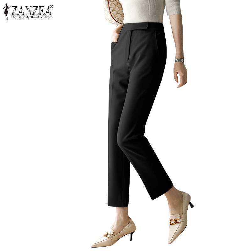 Zanzea Quần Dài Có Túi Trước Phối Khóa Kéo Thời Trang Cho Nữ