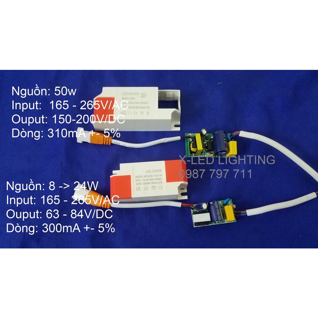 NGUỒN 1 MÀU CHẤN LƯU ĐÈN LOẠI TỐT, CÓ TENDA CHỐNG SỐC - 8W - 12W - 18W - 24W - 50W