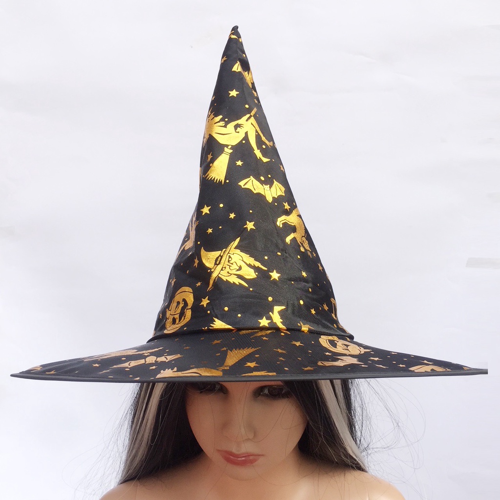 Mũ phù thủy 2 lớp dày dặn dùng hóa trang halloween cho trẻ em và người lớn