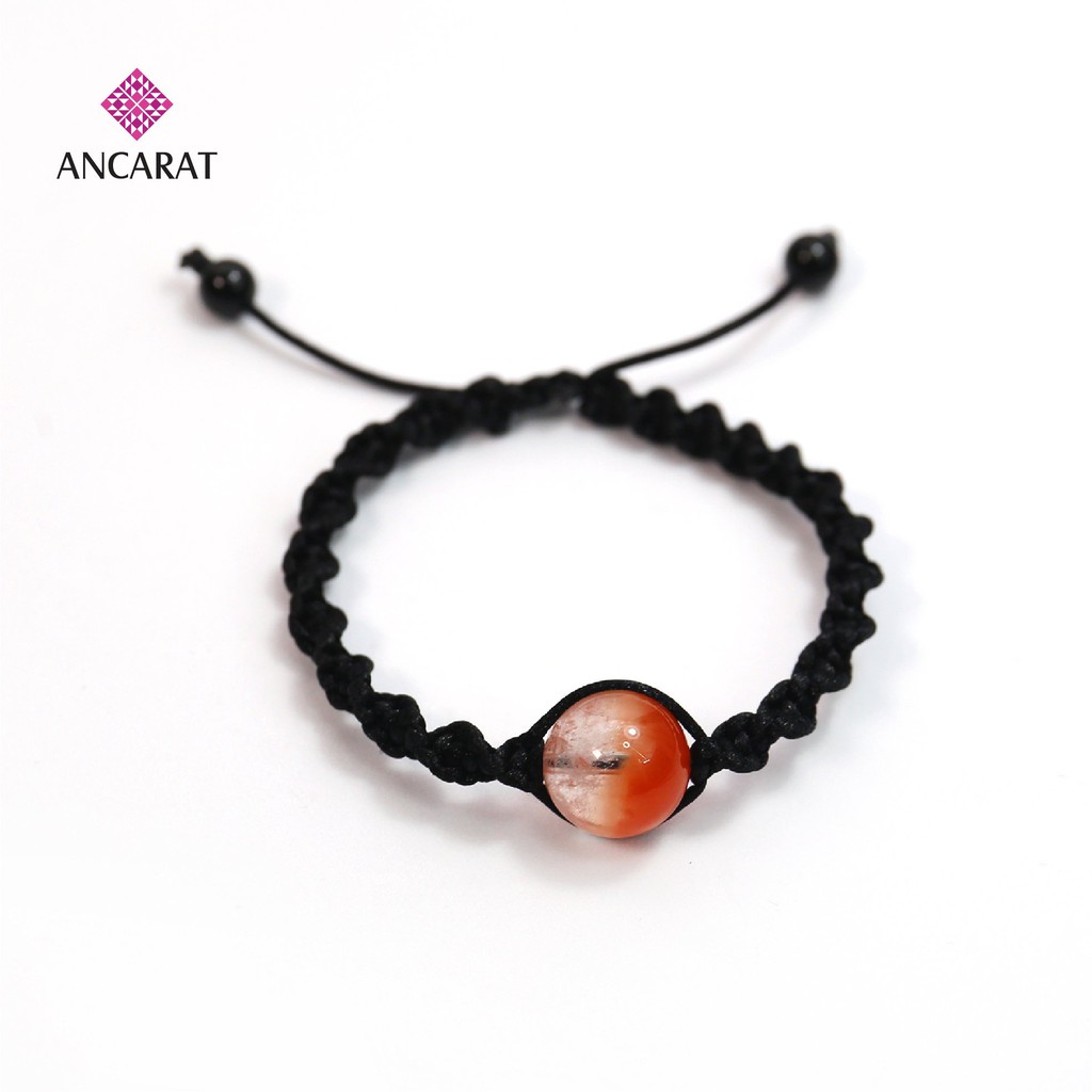 ANCARAT-Vòng tay handmade ngũ hành đá ưu linh đỏ phong thủy