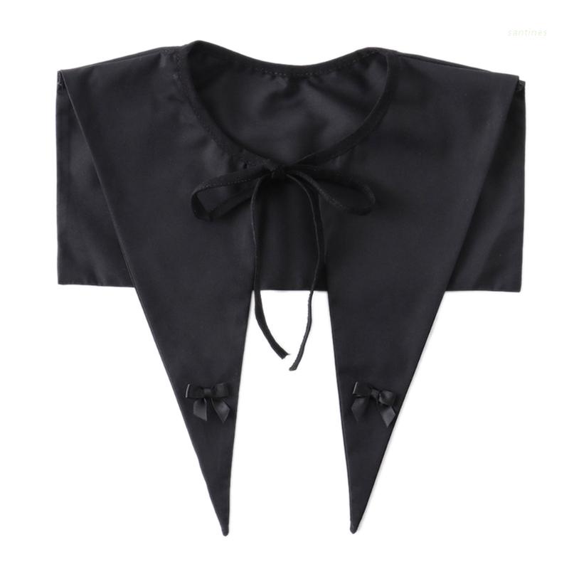 Cổ Áo Sơ Mi Giả Bằng Cotton Màu Đen Thắt Nơ Phong Cách Nhật Bản