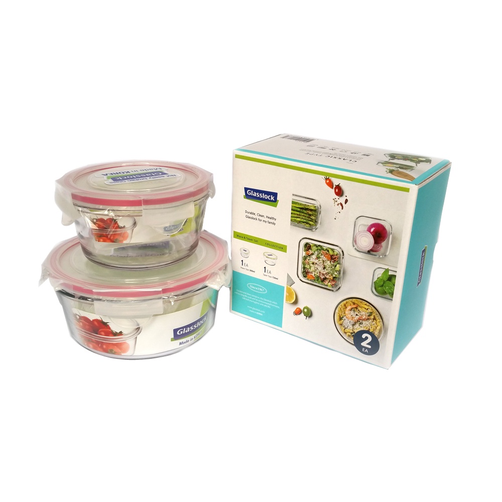 Bộ 2 Hộp Thủy Tinh Tròn Cường Lực Glasslock Hàn Quốc GL1471 (360ml + 730ml) - Larva Store