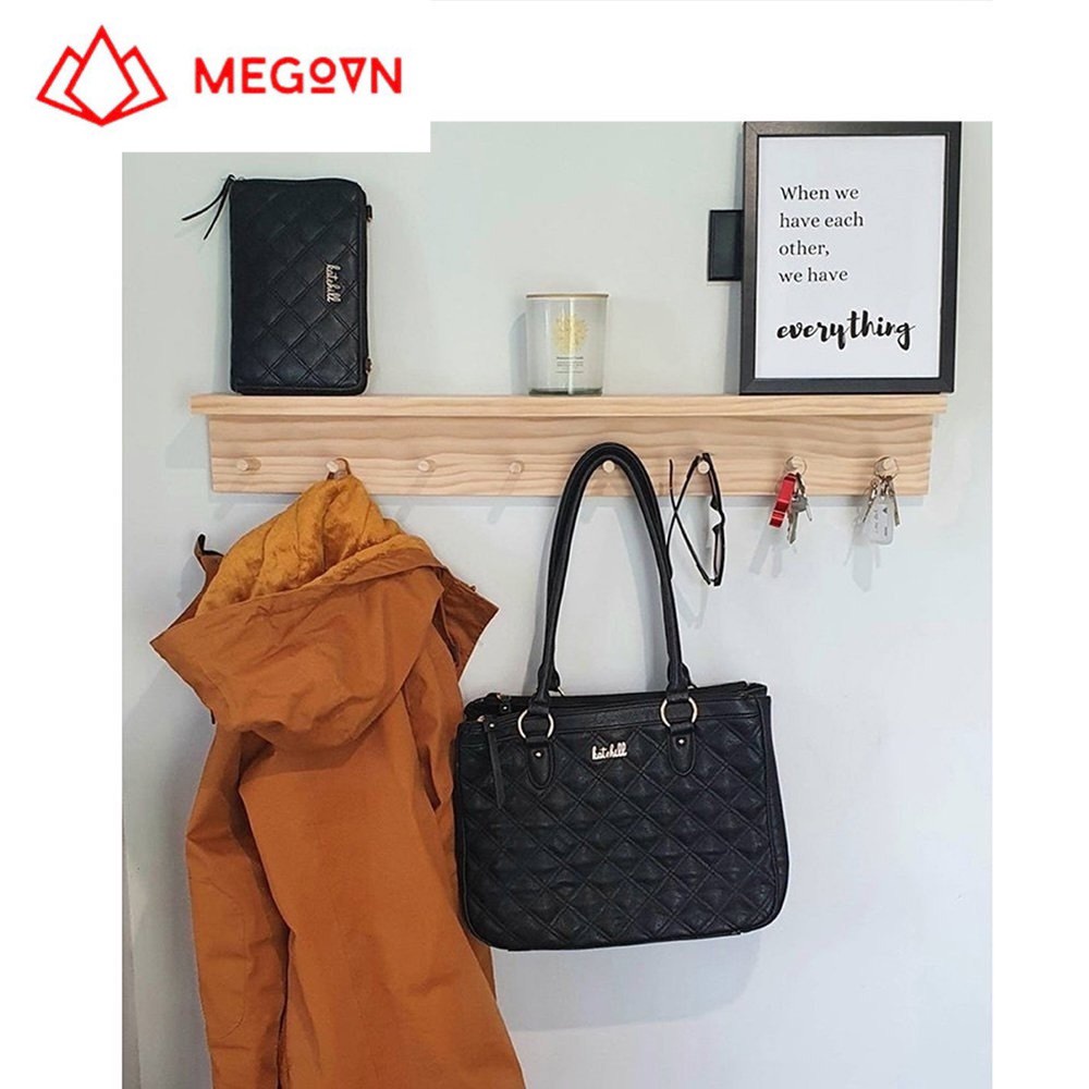 Kệ Treo Áo Khoác, Khăn, Đồ Dùng Gắn Tường Bằng Gỗ Thông, Kệ Gỗ Treo Tường MEGOVN đẹp