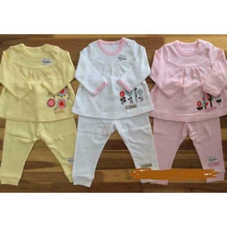 Bộ chữ a tay dài, quần dài bo ông cho bé gái lullaby