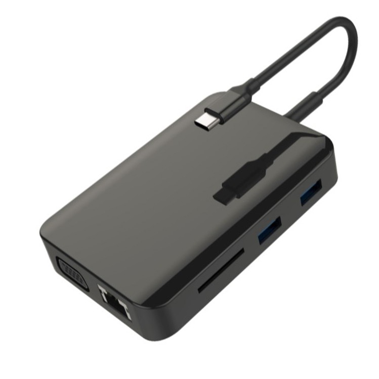 Hub USB Type-C to HDMI x 2, VGA, SD, USB, PD, LAN 1000Mbps - 9in1 | WebRaoVat - webraovat.net.vn