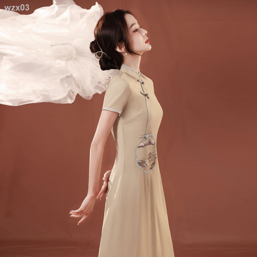 mùa hè cải tiến kiểu váy a-line Trung Quốc cổ điển Các cô gái trẻ có thể mặc sườn xám hàng ngày 2021 phong cá