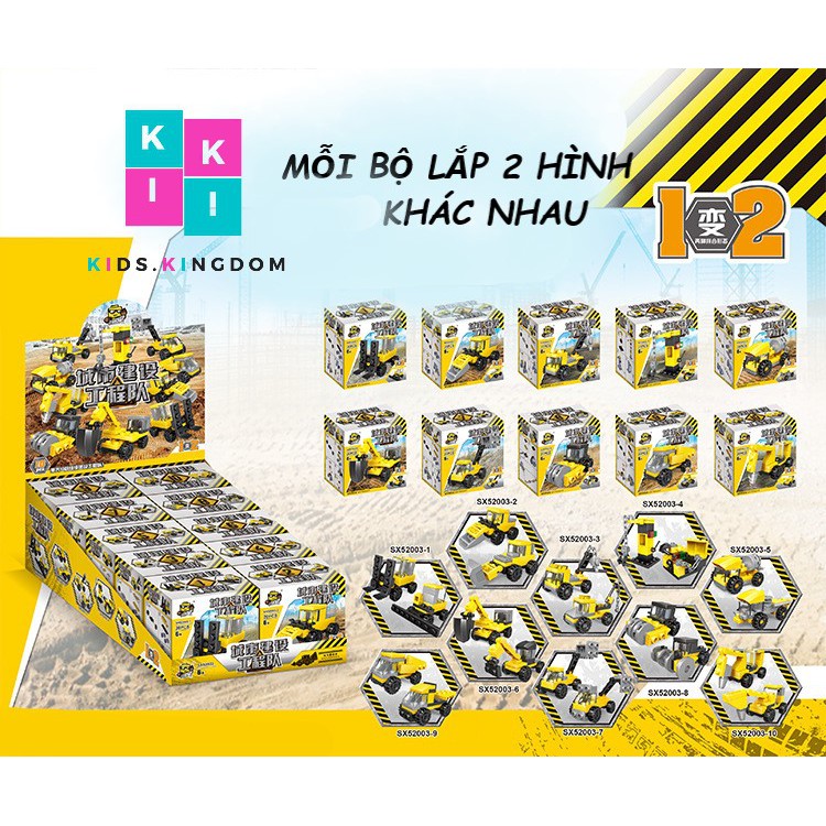 Bộ Lego Xe Cẩu Máy Xúc 10 in 1