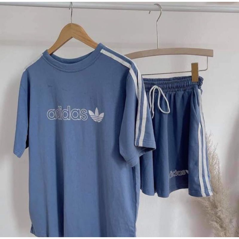 [Rẻ Vô Địch] Bộ cotton tay lỡ phối quần đùi Unisex  mặc đôi ,nhóm , lớp------ BỘ ADIDASSW  PHỐI TAY VIỀN RÓT | BigBuy360 - bigbuy360.vn