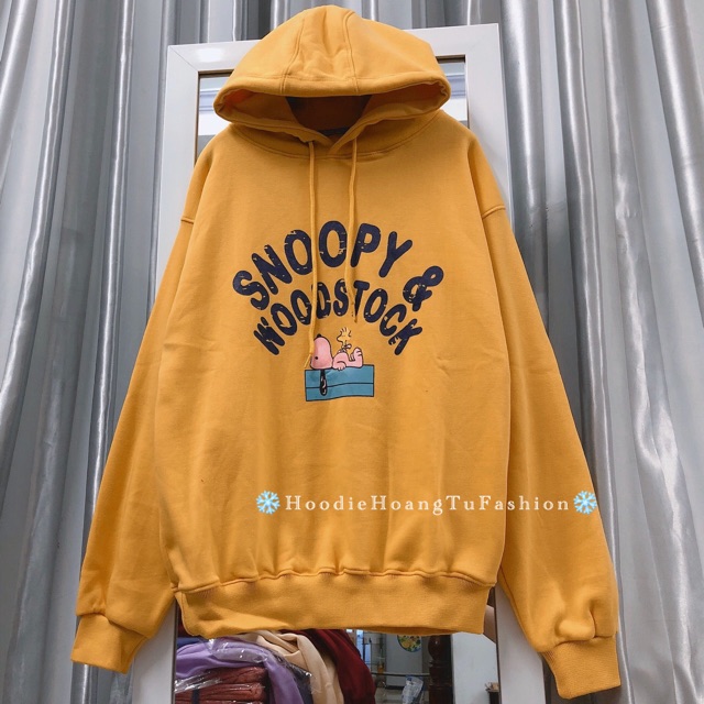 Áo hoodie vải nỉ lót bông dày dặn Snoopy