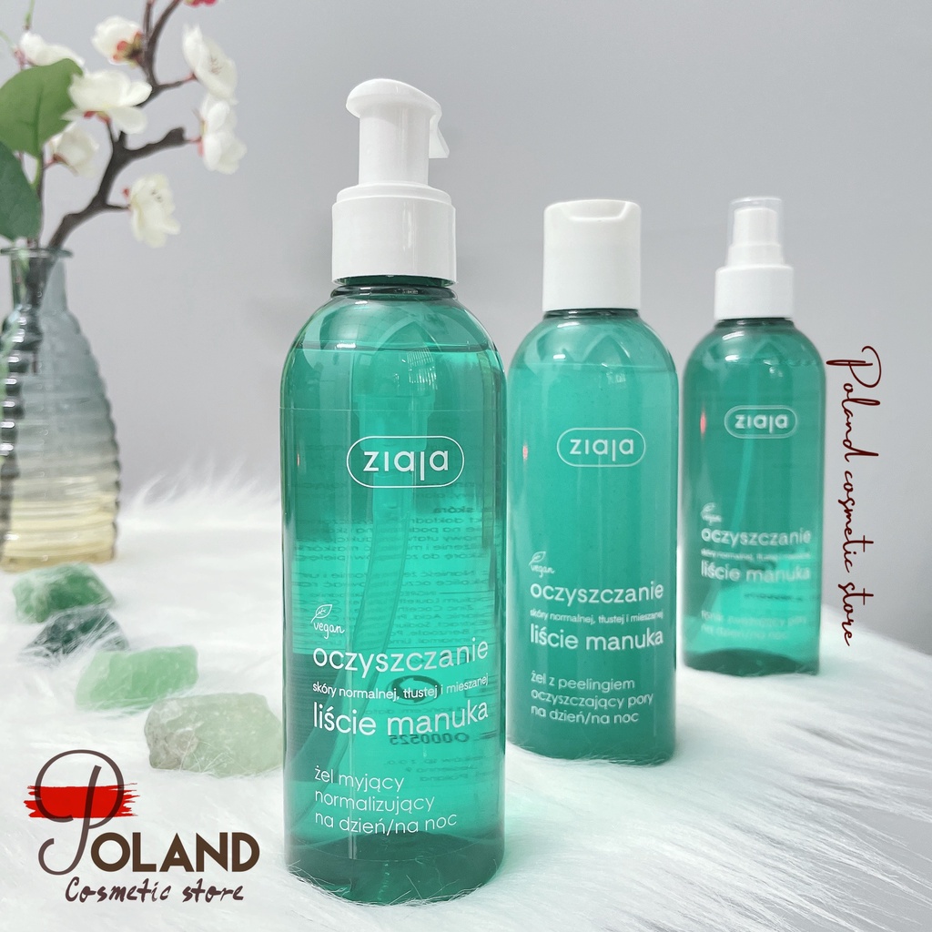 Nước hoa hồng Ziaja Manuka giúp se khít lỗ chân lông, chiết xuất lá manuka và kẽm giúp làm sạch sâu, cân bằng da 200ml