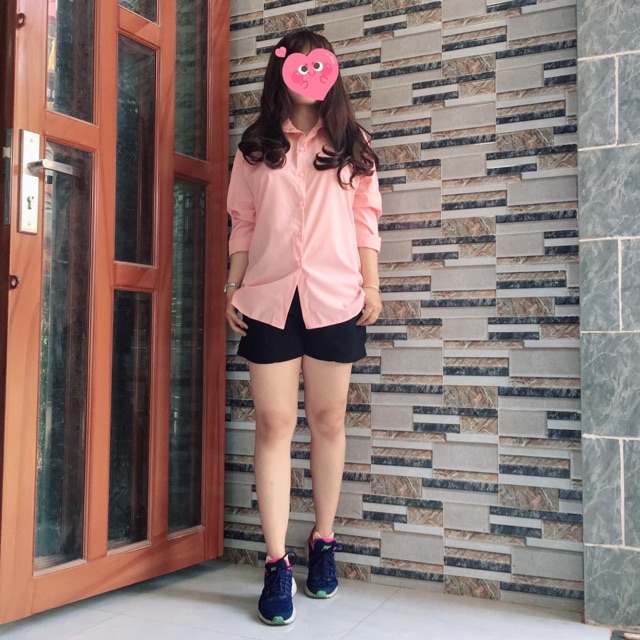 Áo Sơ mi oversize tay dài hồng dâu