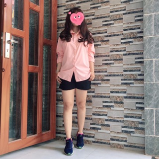 Áo Sơ mi oversize tay dài hồng dâu