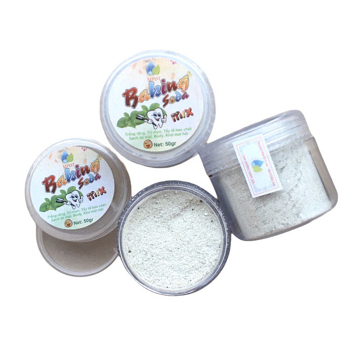 Lọ 50g Baking soda mix Bạc Hà Than Hoạt Tính làm Trắng răng,Thơm miệng,ngừa mụn, Mịn da,Khử mùi…