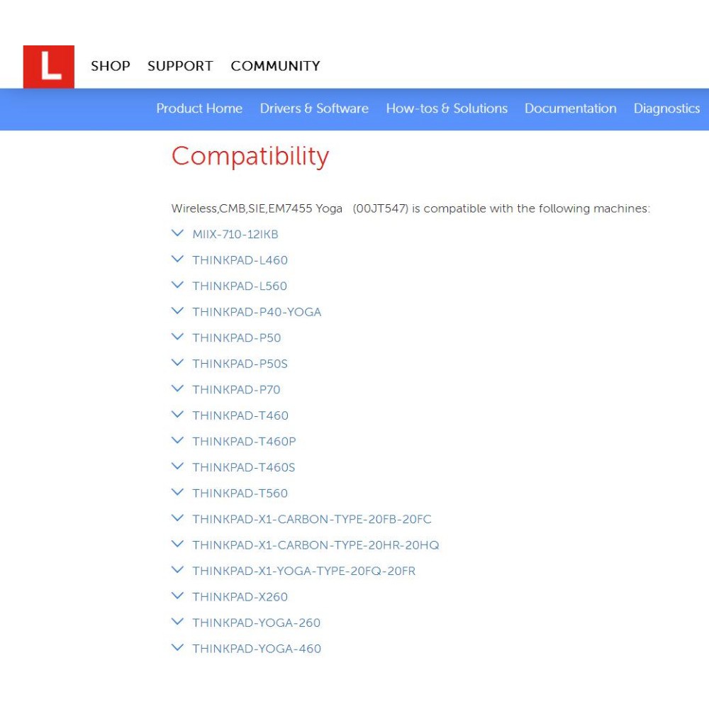 Card wwan 4G Lenovo EM7455 Sierra FRU 00JT547 LTE dùng cho Thinkpad L460 L560 P50 P70 T460 T460S T560 X1 YOGA X260