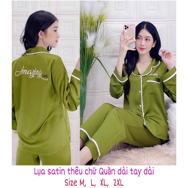 BIG SIZE XL-XXL(55-75kg)👘, pijama lụa satin phối xịn, tay ngắn và tay dài ཾ