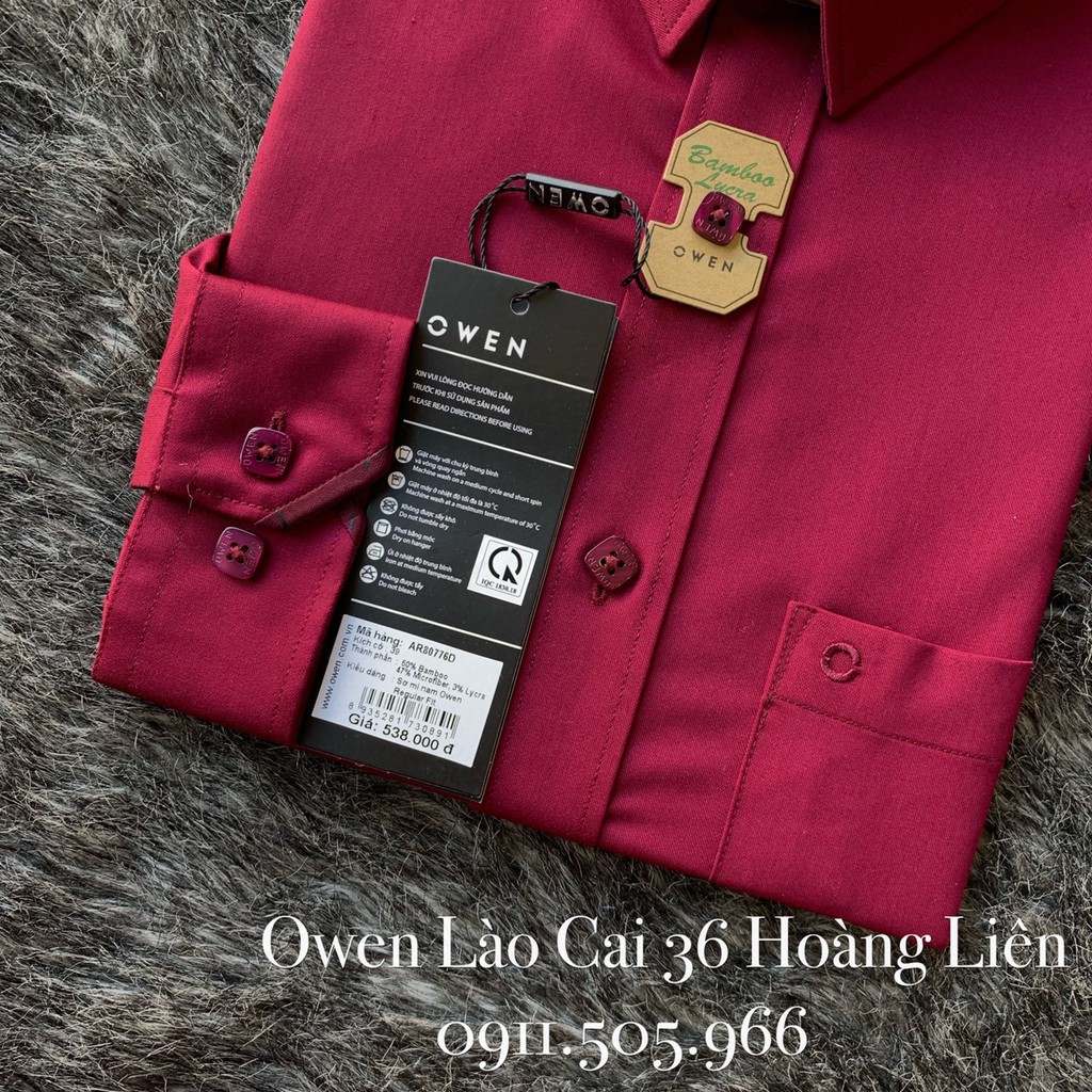 OWEN - Áo sơ mi dài tay Owen regular fit màu đỏ đô AR 80776 | BigBuy360 - bigbuy360.vn