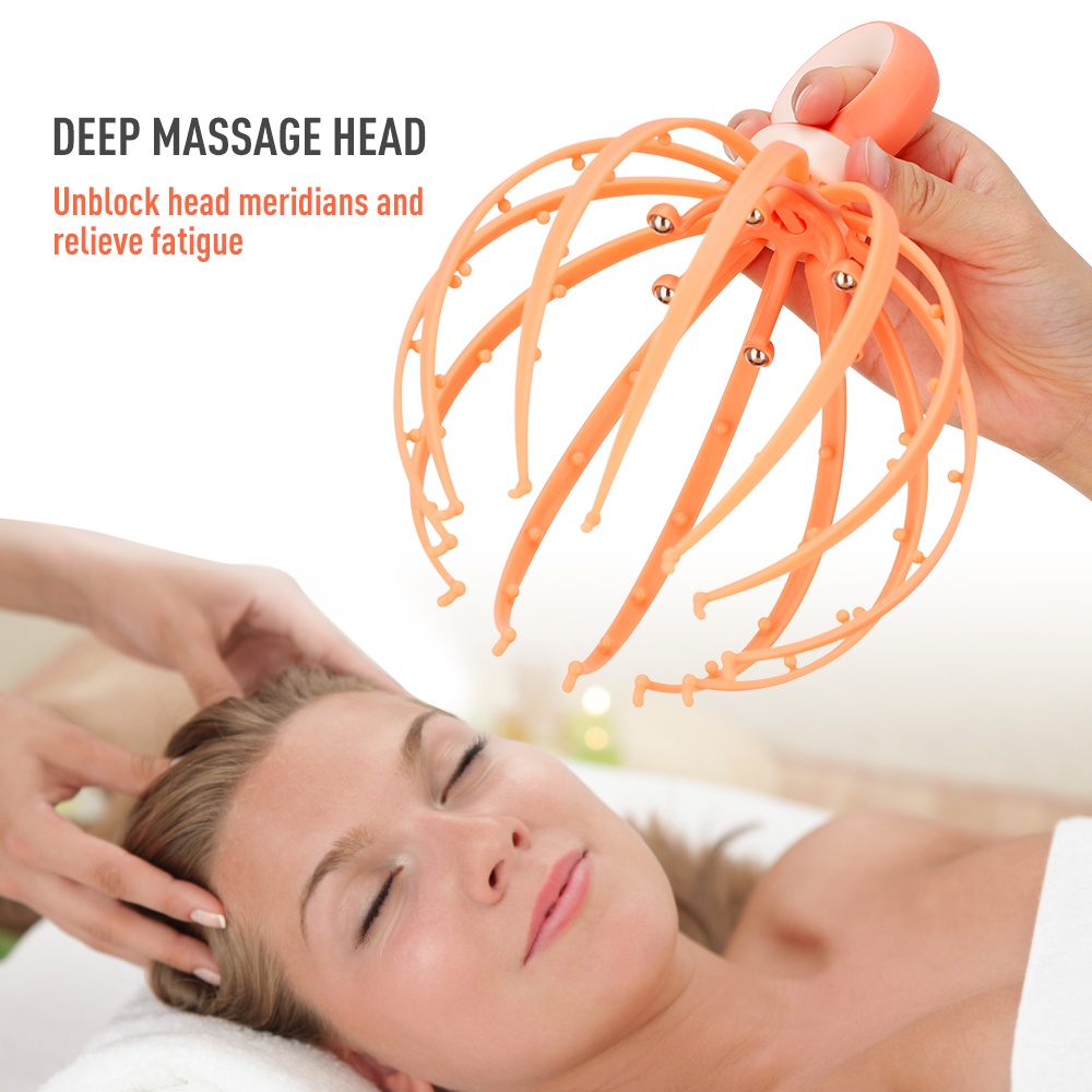 Cây massage đầu thư giãn thông minhD,  Dụng Cụ Mát Xa Đầu 12 Móng Bằng Thép 6 Bóng Thép Thư Giãn Giảm Mệt Mỏi Cho SPA