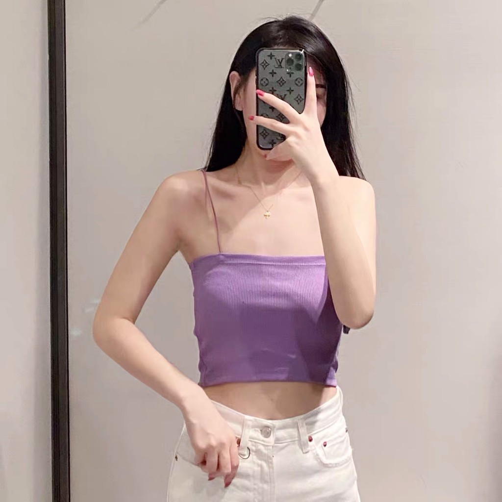 ❤ Áo Thun Croptop 2 Dây ❤ Áo 2 Dây Unisex Chất Len Tăm Đẹp, Hottrend Đi Biển 2021