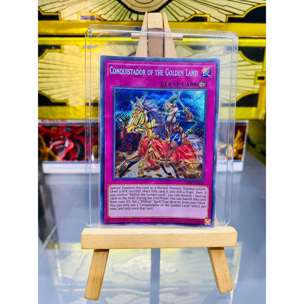[ Dưa Hấu Yugioh ] Lá bài thẻ bài Conquistador of the Golden Land - Secret Rare - Tặng bọc bài nhựa bảo quản