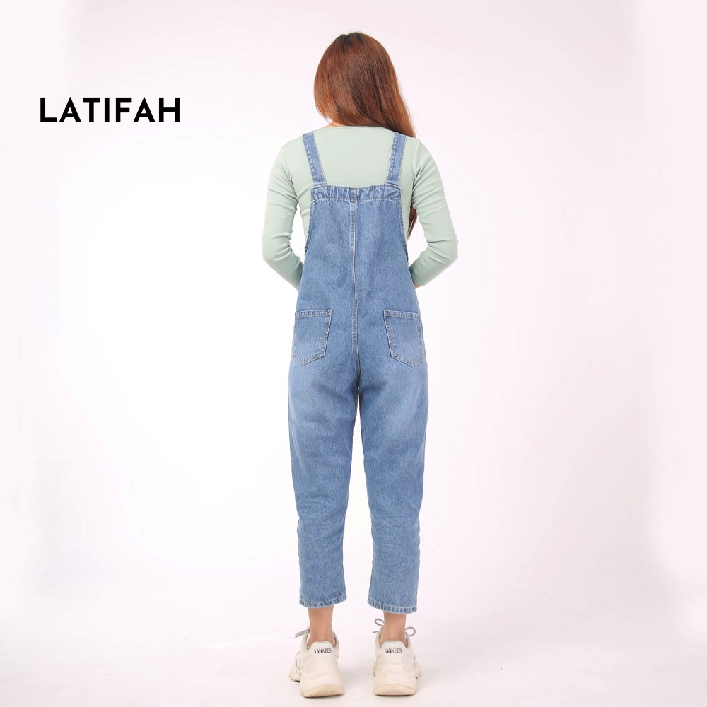 Quần yếm jean dài nữ LATIFAH YJ002 rách phong cách ulzzang hàn quốc