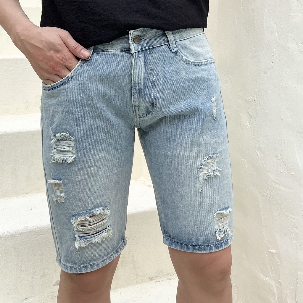 Quần short jeans nam lửng trơn chât bò cao cấp rẻ đẹp AUTOMAN Q06