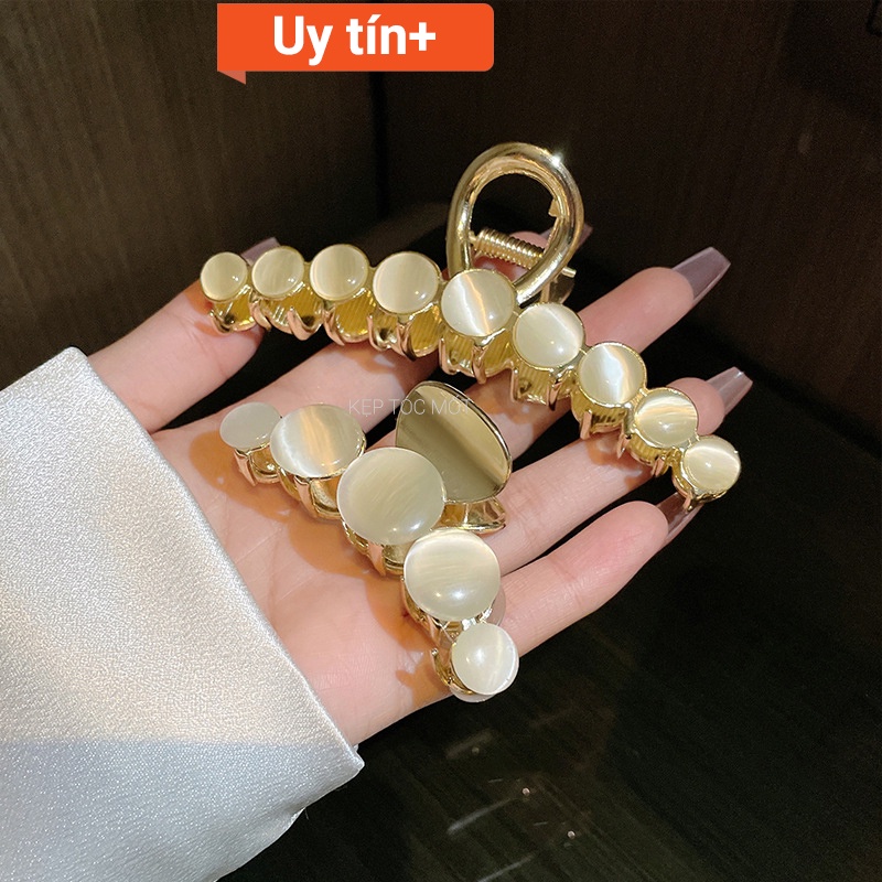 Kẹp tóc kim loại đính đá Kẹp tóc càng cua mắt mèo cỡ lớn cặp tóc thời trang xinh sang chảnh hottrend tại Keptocmot KT-45