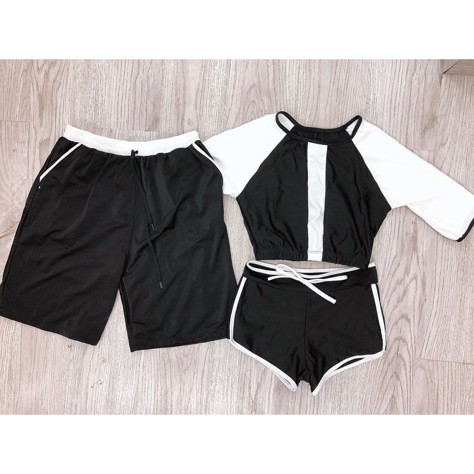Đồ bơi đôi nam nữ đen trắng siêu đẹp mới nhất 2020 ( Hàng loại 1)