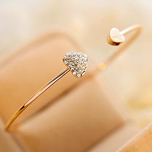 Vòng tai trang sức hình trái tim đính đá thời trang cho nữ