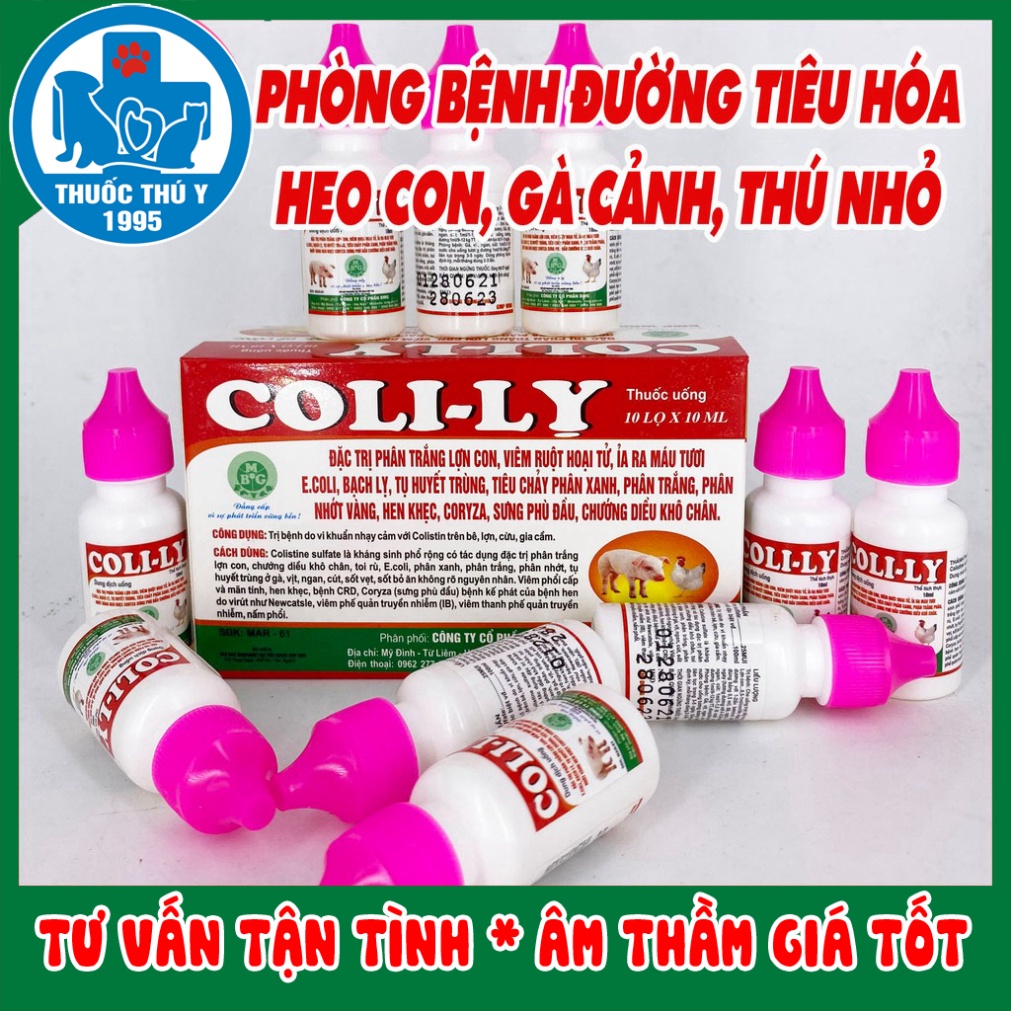 COLI LỴ 10ml Phòng vào chữa bệnh đường ruột trên chó, mèo, thú cảnh, thỏ con, gà đá, gà cảnh