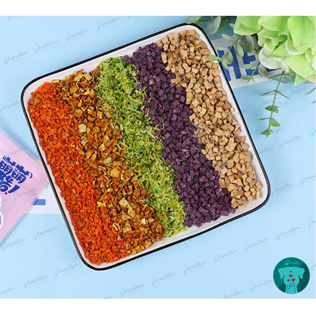 [GIÀU VITAMIN]Rau Củ Ngũ Vị Sấy Khô Cho Thú Cưng, Thức Ăn Bổ Sung Chất Xơ JFamille, Hỗ Trợ Tiêu Hóa, Gói 100gr - JF01