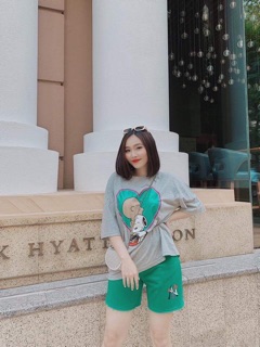Bộ đồ nữ mặc nhà in hình trái tim