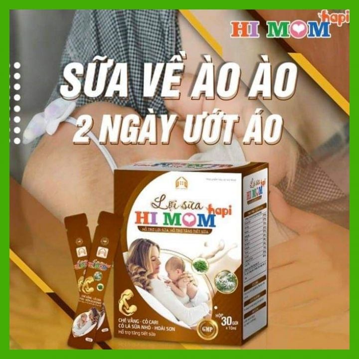 Lợi Sữa Hi Mom - Giúp Tăng Tiết Sữa, Mát Sữa, Thông Tắc Tuyến Sữa, Lợi Sữa Hapi hộp 30 gói