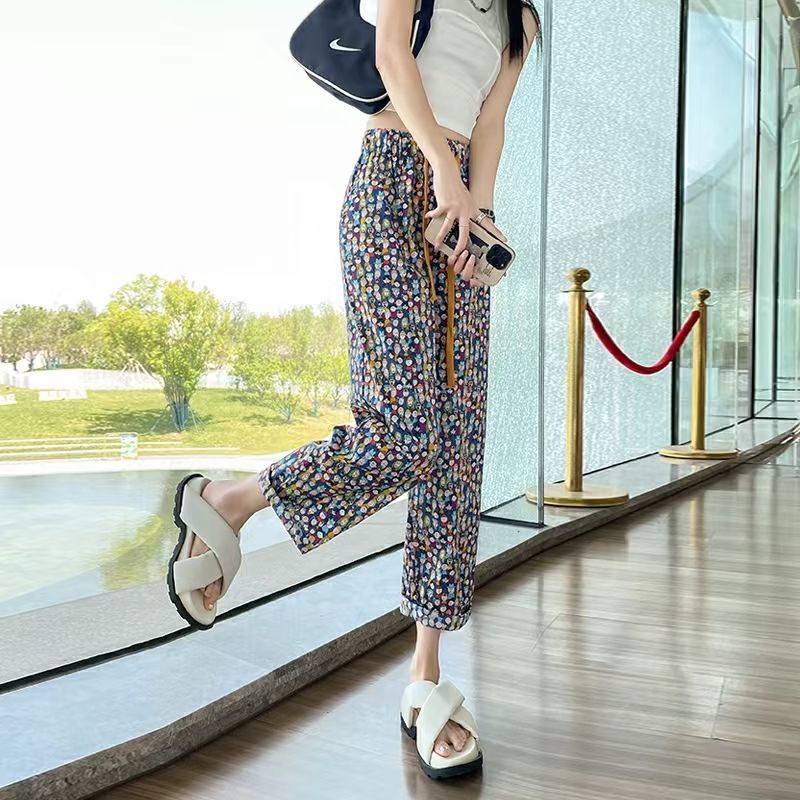 Jiashucheng Quần Dài Lưng Cao Ống Rộng Dáng Suông Chống Muỗi Phong Cách Mới Mùa Hè Dành Cho Bạn Nữ