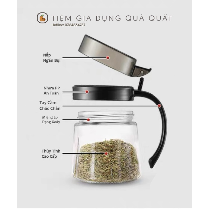 Hũ Đựng Gia Vị, Lọ, Hộp, Hũ Thủy Tinh Đựng Gia Vị 500 ml Chống Nước, Ẩm Mốc, Côn Trùng