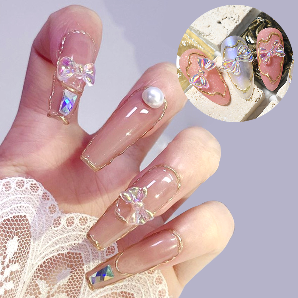 Bộ 8 Phụ Kiện Trang Trí Móng Tay Hình Bướm 3D Lấp Lánh 11 Kiểu Dáng Dễ Thương