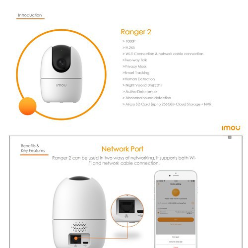 Camera IP Wifi 2.0MP Ranger 2 IPC-A22EP-IMOU | BigBuy360 - bigbuy360.vn