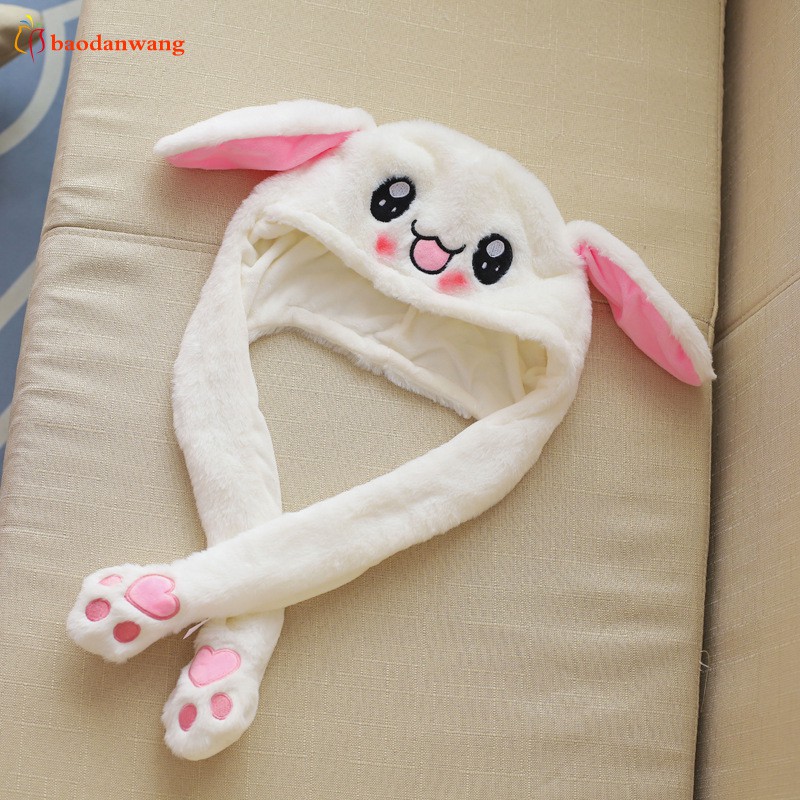 Mũ tai thỏ bóp hơi dễ thương/Cute Bunny Plush Hat Funny Playtoy Ear Up Down Rabbit Gift Toy for Kids Girls Girlfriend