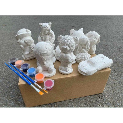 Tô tượng thạch cao 10 tượng + màu+ cọ vẽ. Tượng thạch cao