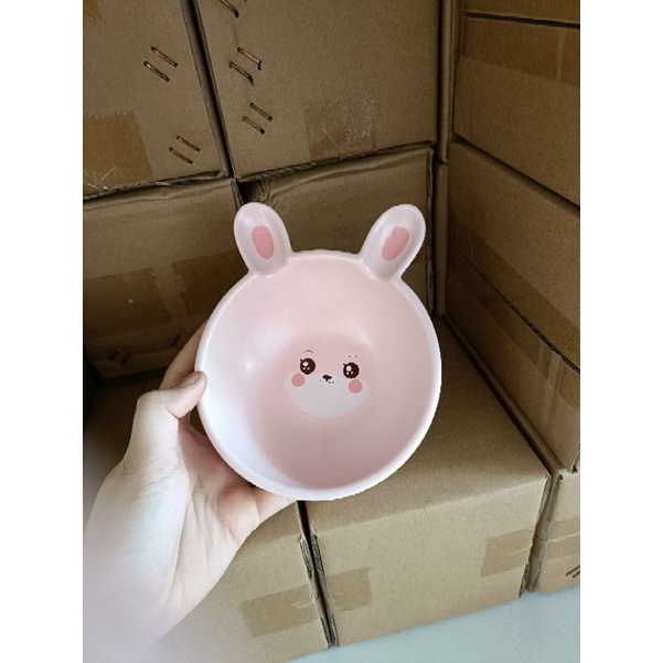 Bát sứ ăn dặm cho bé cao cấp ( thỏ hồng)
