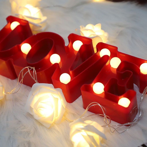 [ Hot TIK TOK ] Đèn LED Hộp Hình Chữ Love Màu Pastel Dùng Pin Hoặc USB Decor Phòng Ngủ Tiệc Cưới Nhà Hàng Homestay