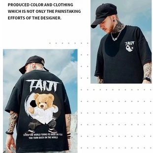 Áo Thun Tay Ngắn Cổ Tròn In Hình Gấu Hoạt Hình Phong Cách Harajuku Nhật Bản Thời Trang Mùa Hè Cho Nam Và Nữ